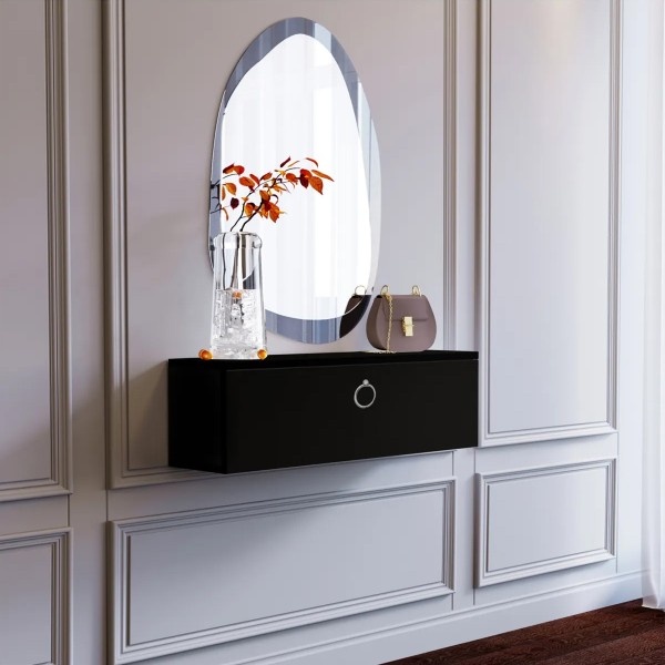 Pure Black 70 CM Siyah Dresuar, MDF