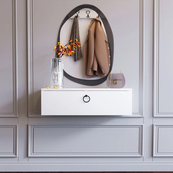 Pure White 80 CM Beyaz Dresuar, MDF