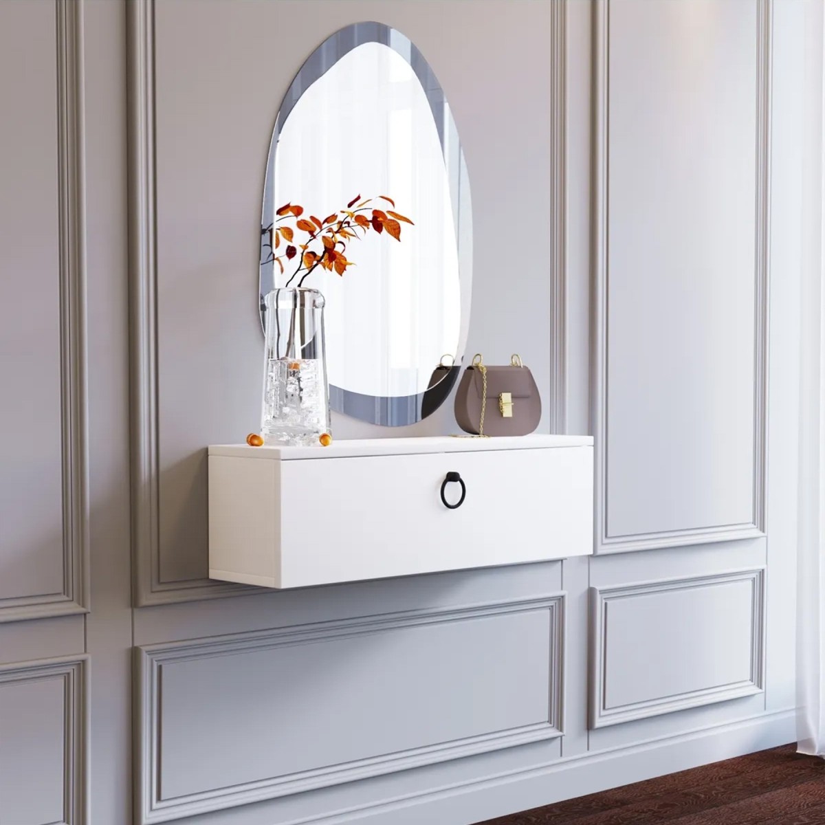 Pure White 80 CM Beyaz Dresuar, MDF