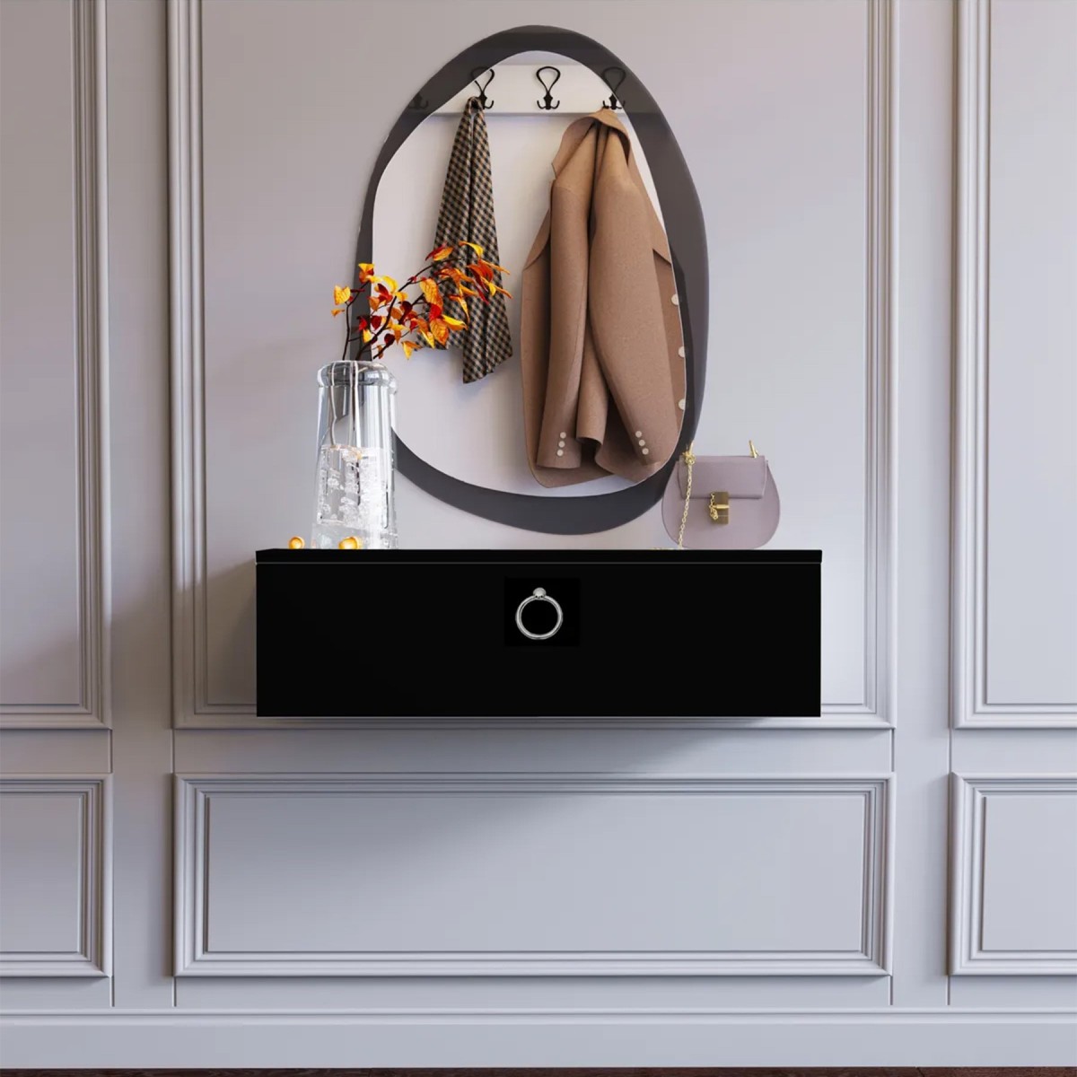 Pure Black 80 CM Siyah Dresuar, MDF