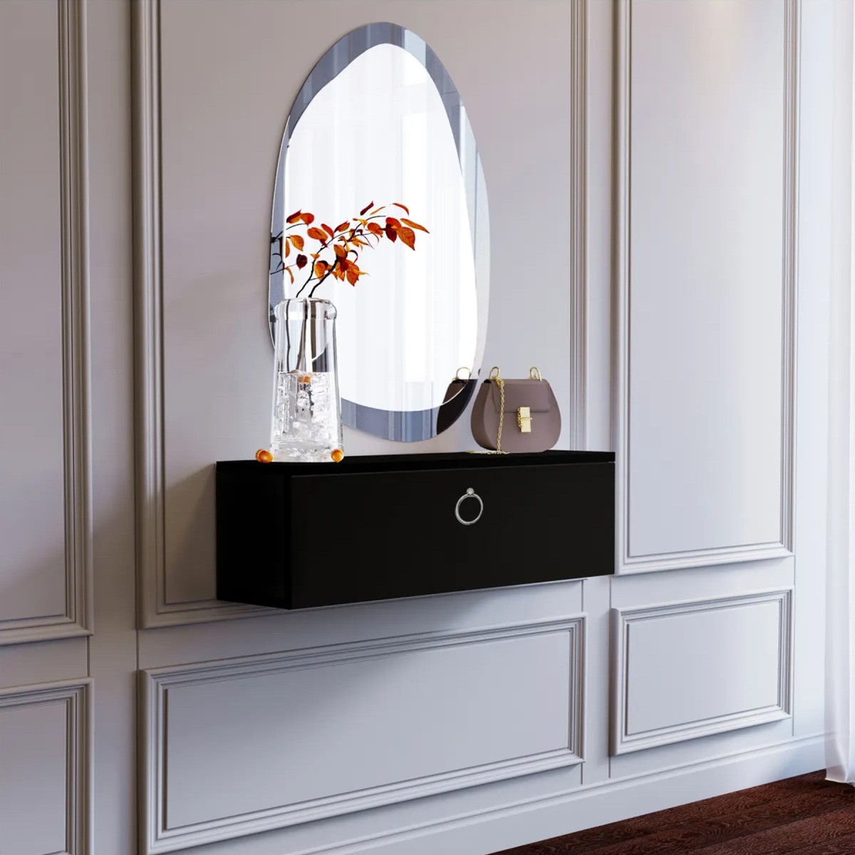 Pure Black 80 CM Siyah Dresuar, MDF