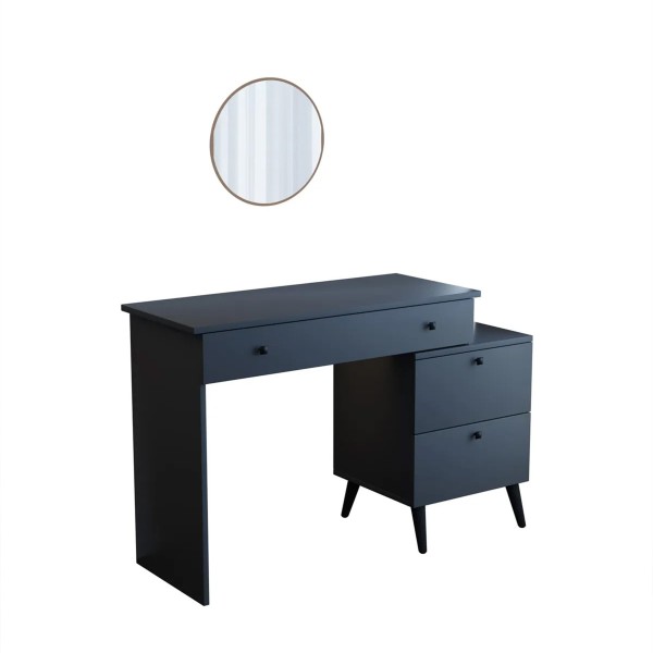 Pure Anthracite 115 CM Komidinli Antrasit Makyaj Masası, MDF