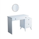 Pure White 115 CM Komidinli Beyaz Makyaj Masası, MDF