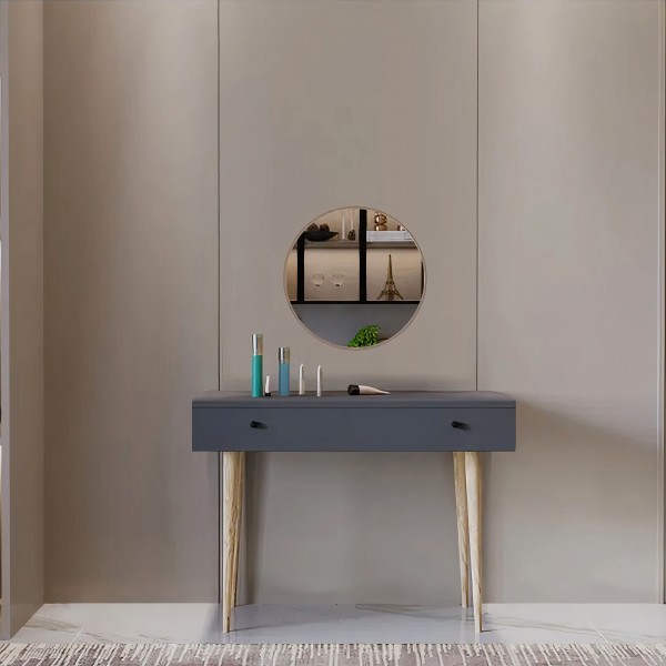 Pure Anthracite 90 CM Çekmeceli Antrasit Makyaj Masası, MDF