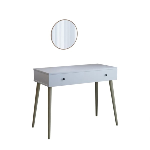Pure White 90 CM Çekmeceli Beyaz Makyaj Masası, MDF