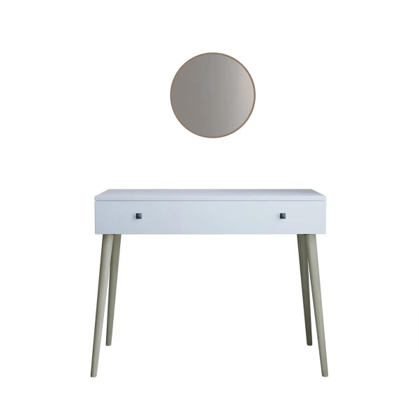 Pure White 90 CM Çekmeceli Beyaz Makyaj Masası, MDF