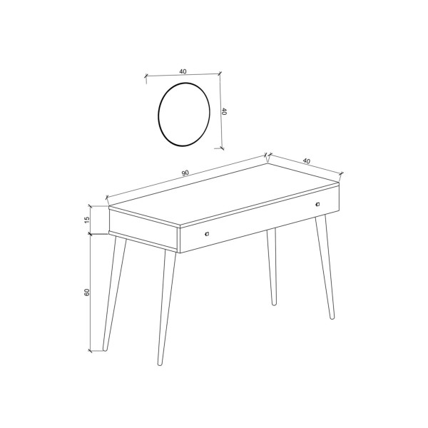 Pure White 90 CM Çekmeceli Beyaz Makyaj Masası, MDF