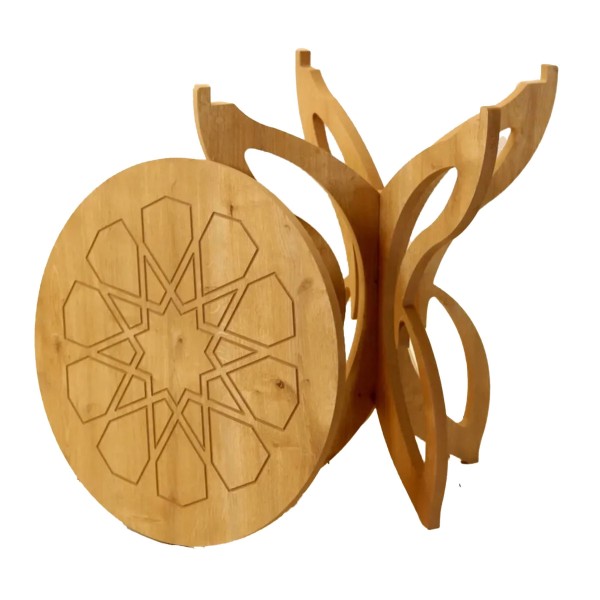Kelebek Ayaklı Safir Meşe Fiskos Masası, Orta Sehpa, Balkon Masası 52x62x52 cm, MDF