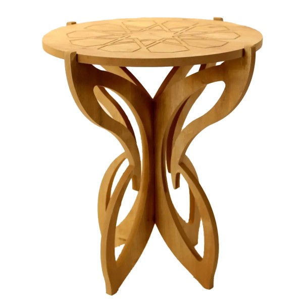 Kelebek Ayaklı Safir Meşe Fiskos Masası, Orta Sehpa, Balkon Masası 52x62x52 cm, MDF