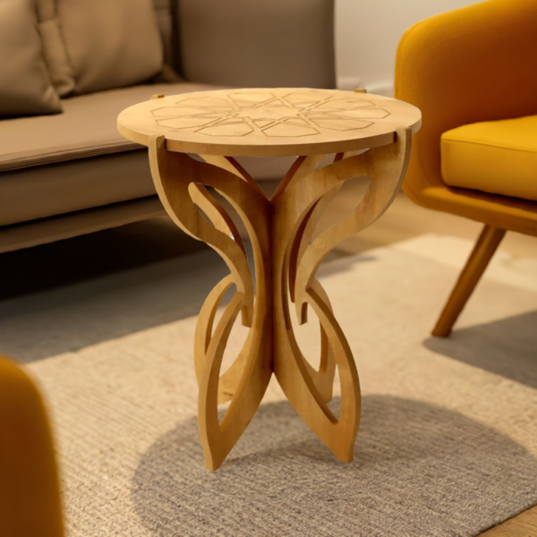 Kelebek Ayaklı Safir Meşe Fiskos Masası, Orta Sehpa, Balkon Masası 52x62x52 cm, MDF