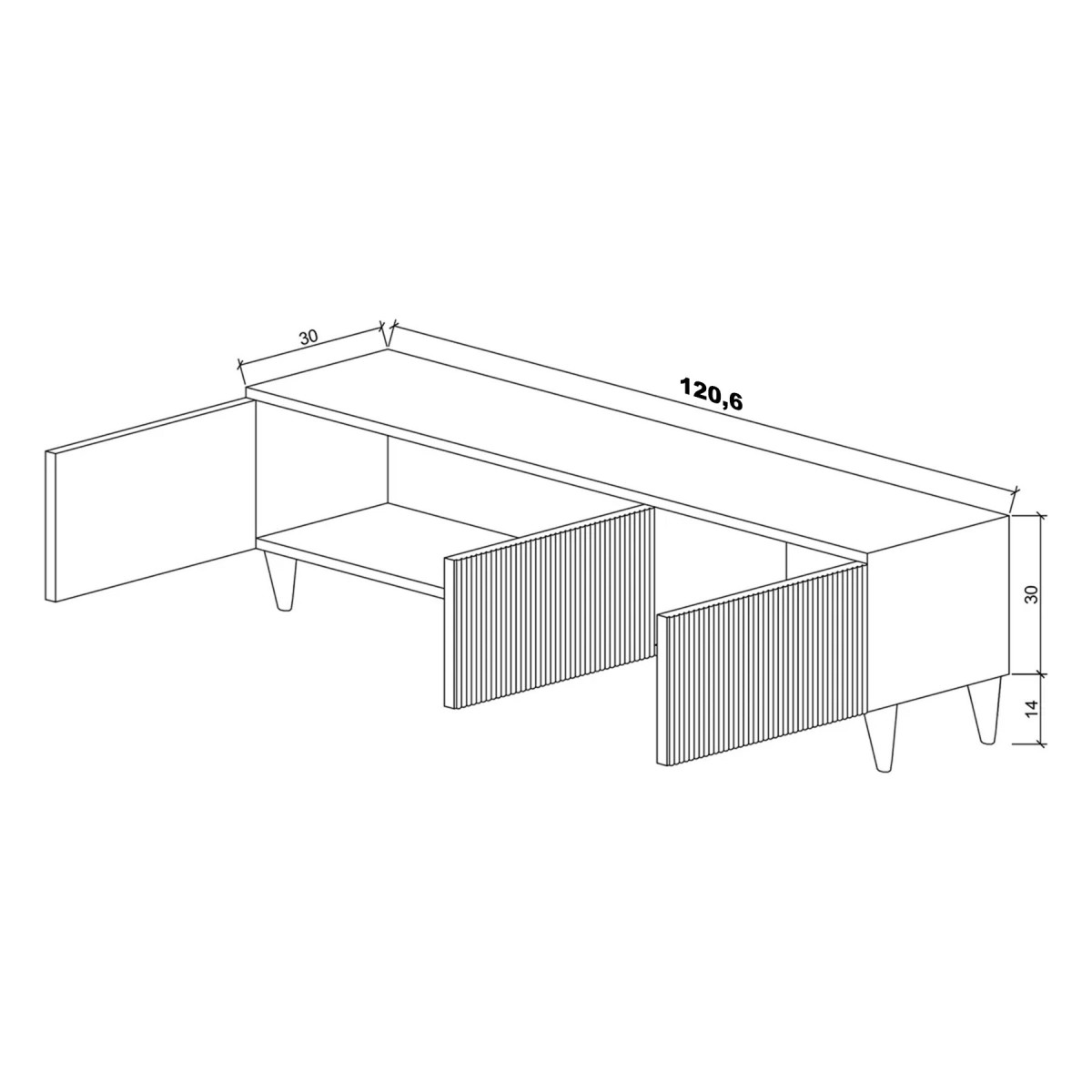 White Line Beyaz TV Ünitesi 120 CM, MDF