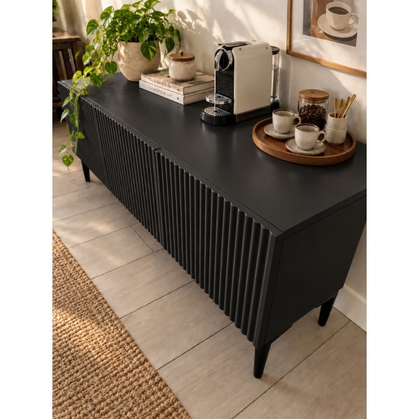 Black Line Siyah TV Ünitesi 120 CM, MDF