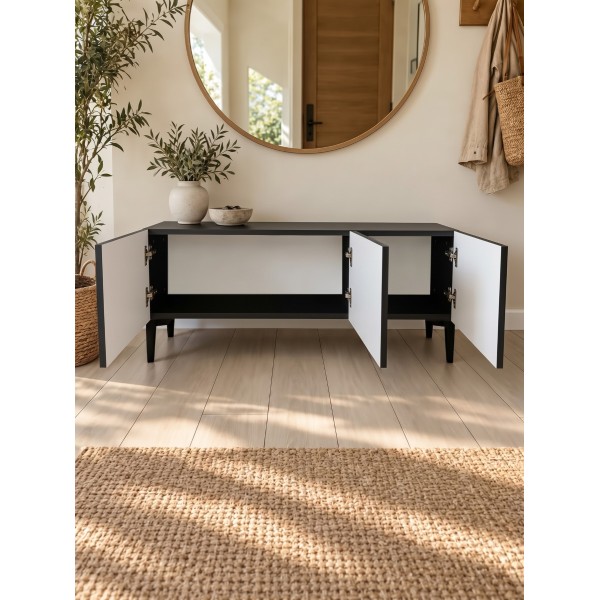 Black Line Siyah TV Ünitesi 120 CM, MDF