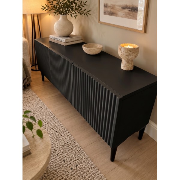 Black Line Siyah TV Ünitesi 120 CM, MDF