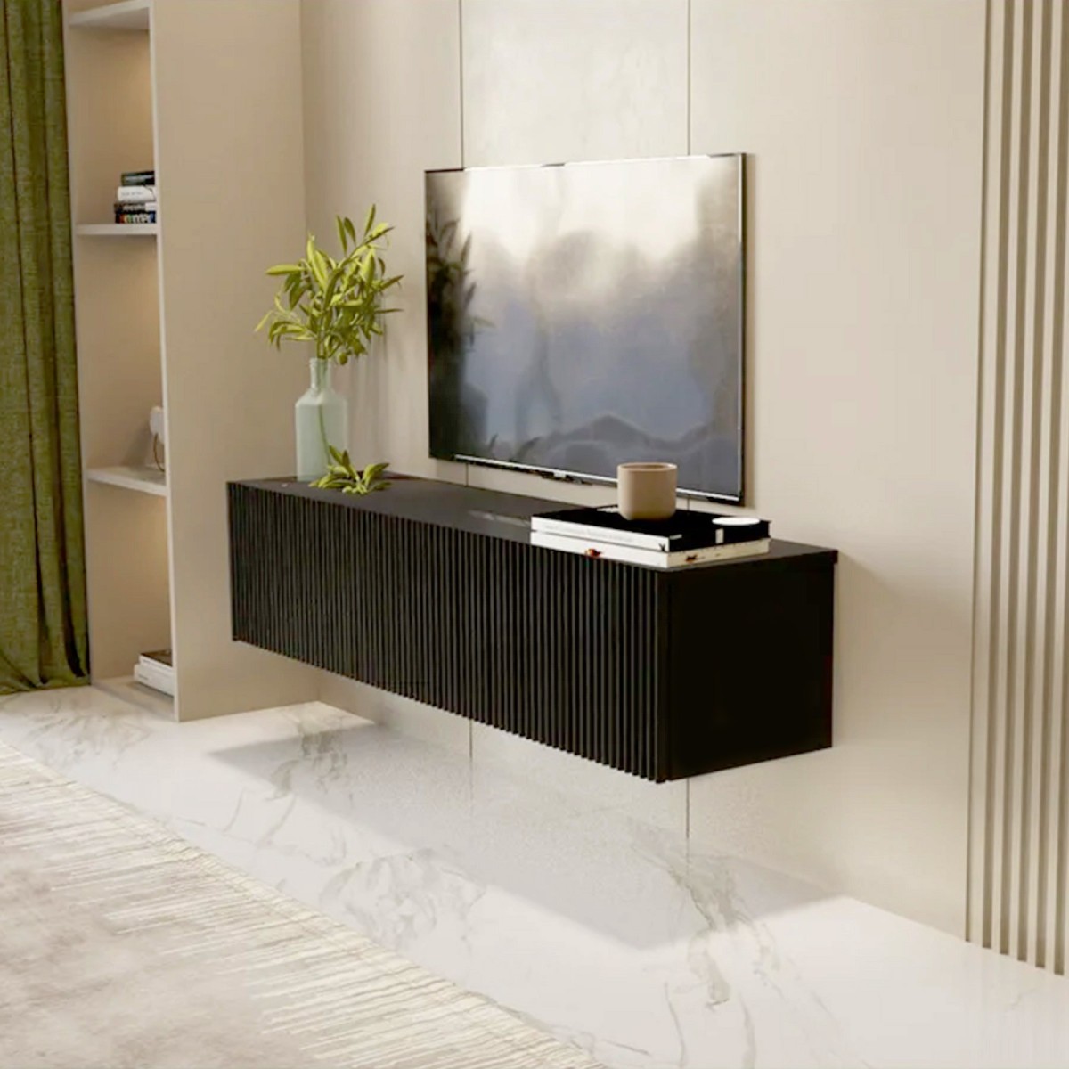 Black Line Siyah TV Ünitesi 120 CM, MDF