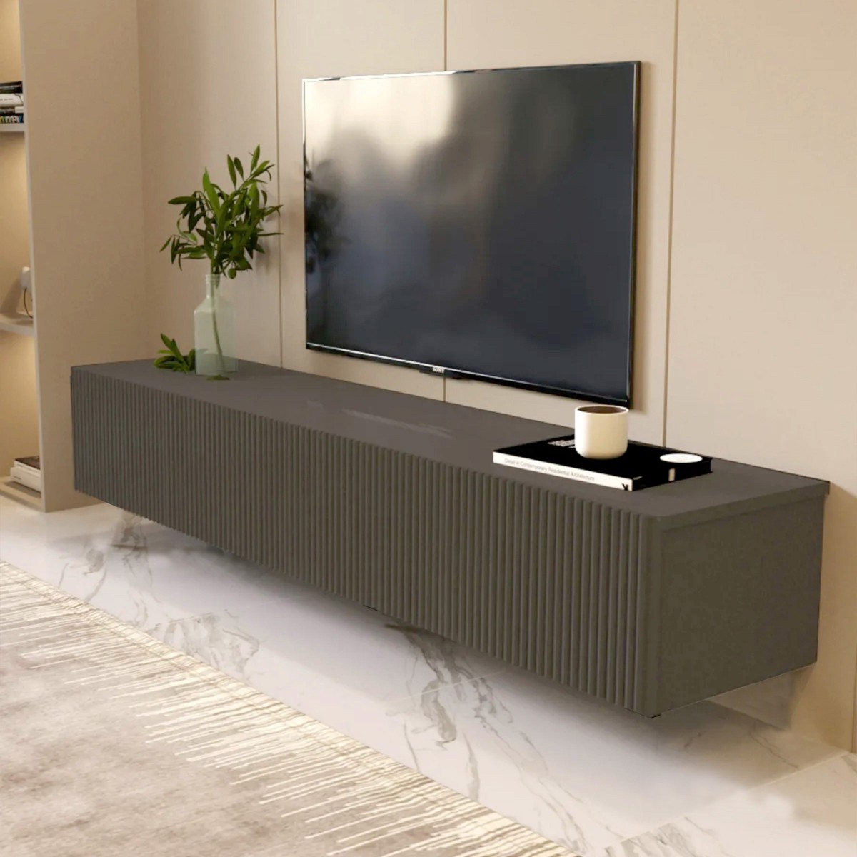 Anthracite Line 160 CM Antrasit TV Ünitesi, MDF