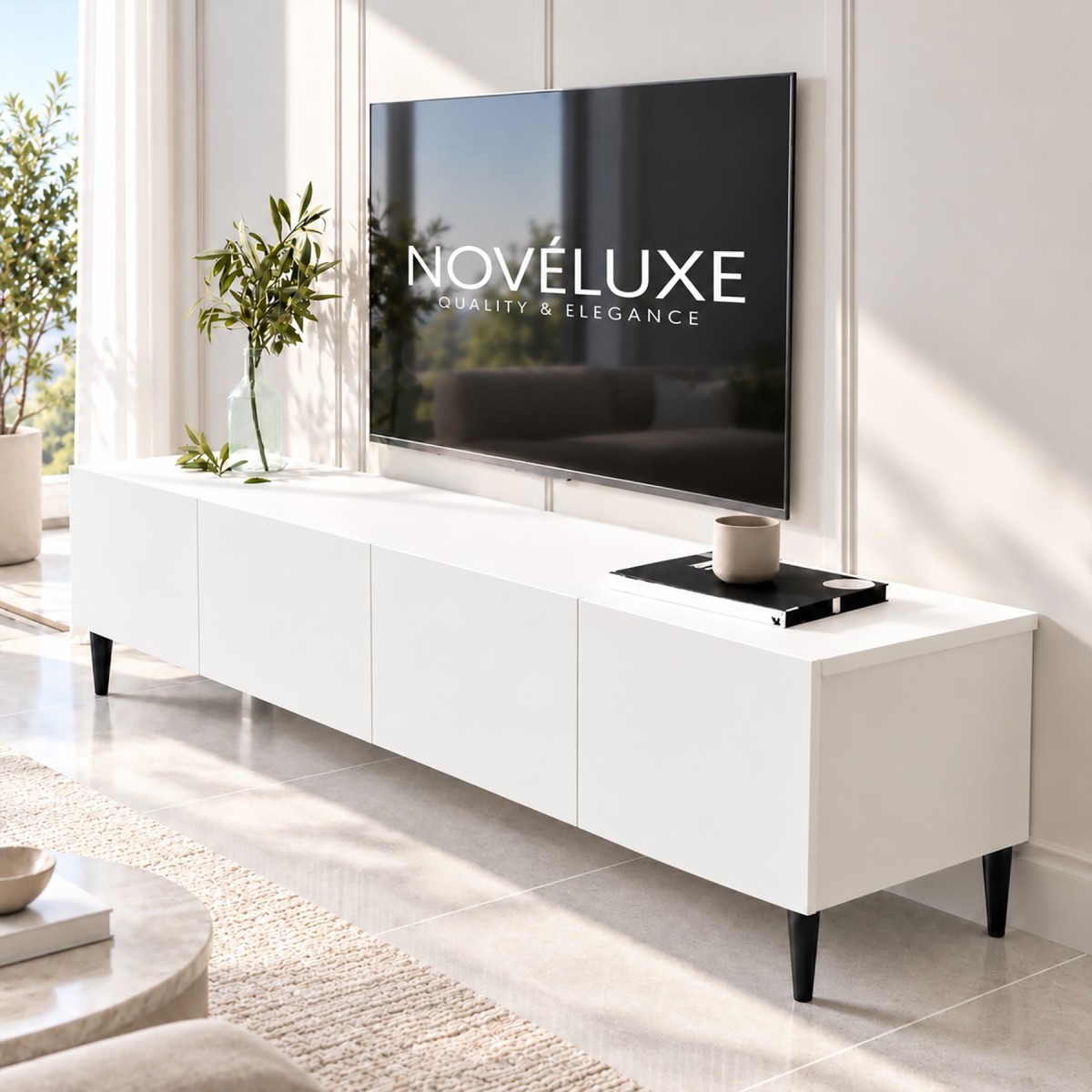 Pure White Beyaz TV Ünitesi 160 CM, MDF