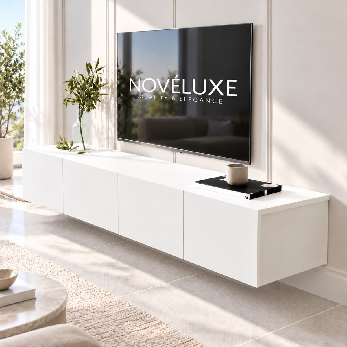 Pure White Beyaz TV Ünitesi 160 CM, MDF