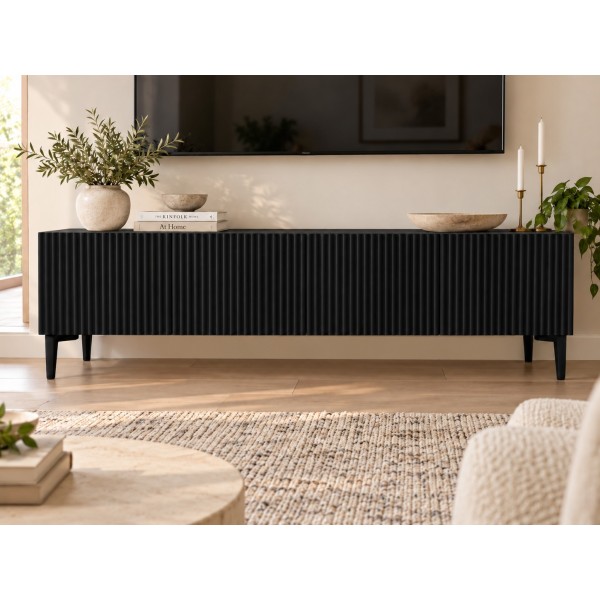 Black Line Siyah TV Ünitesi 160 CM, MDF