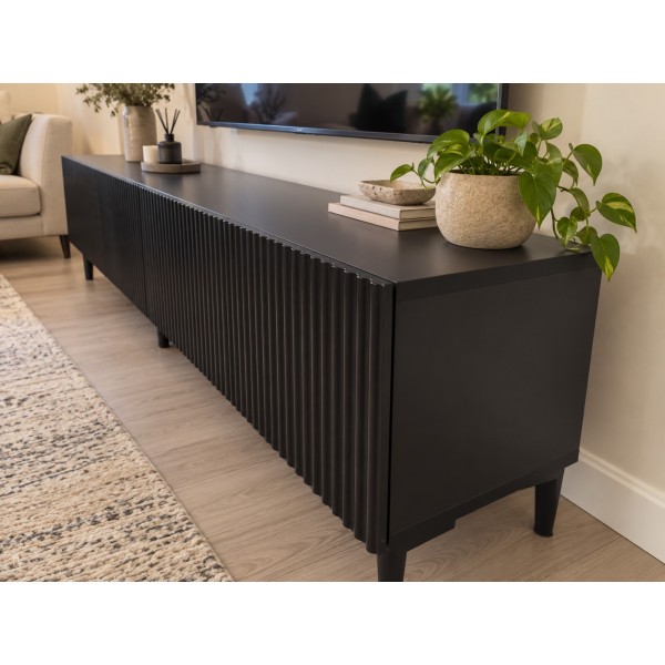 Black Line Siyah TV Ünitesi 160 CM, MDF