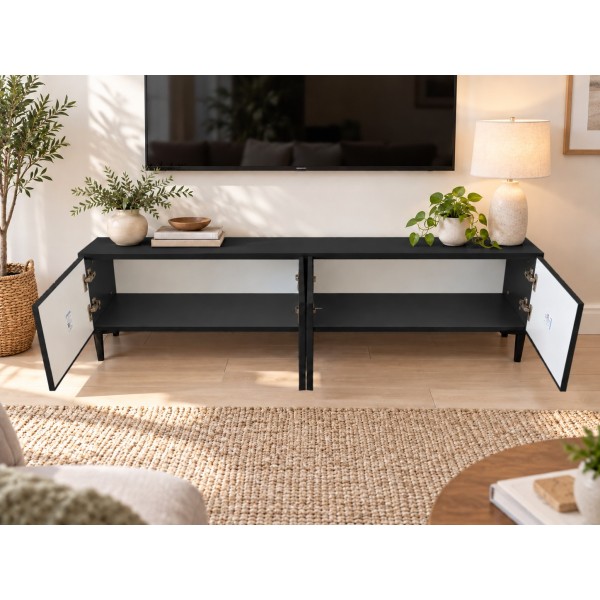Black Line Siyah TV Ünitesi 160 CM, MDF
