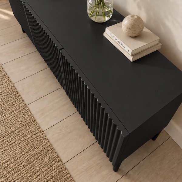 Black Line Siyah TV Ünitesi 160 CM, MDF