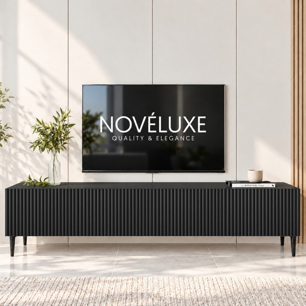 Black Line Siyah TV Ünitesi 160 CM, MDF
