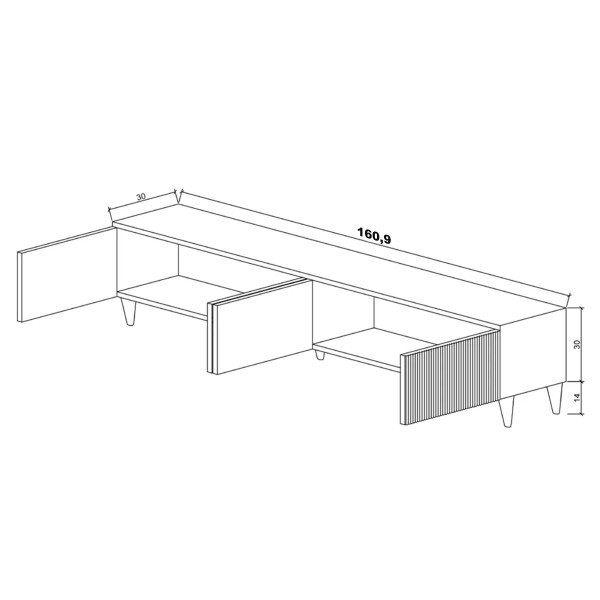 Black Line Siyah TV Ünitesi 160 CM, MDF