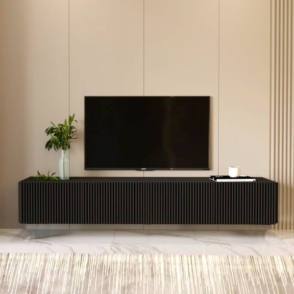 Black Line Siyah TV Ünitesi 160 CM, MDF