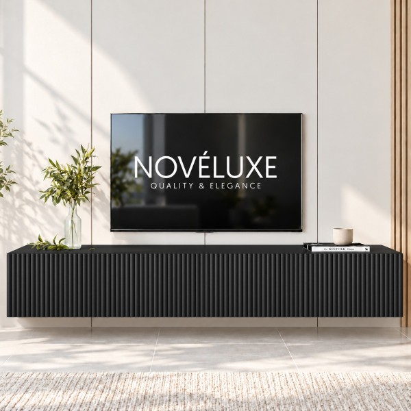 Black Line Siyah TV Ünitesi 160 CM, MDF