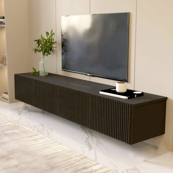Black Line Siyah TV Ünitesi 160 CM, MDF