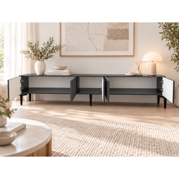 Anthracite Line 200 CM Antrasit TV Ünitesi, MDF