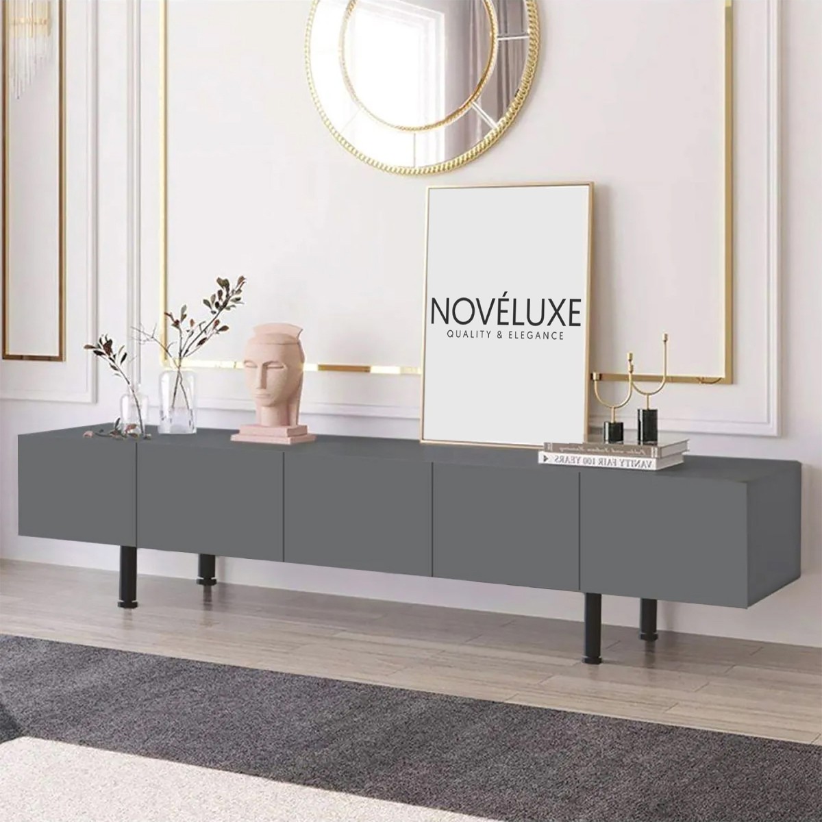 Pure Anthracite 200 CM Antrasit TV Ünitesi, MDF