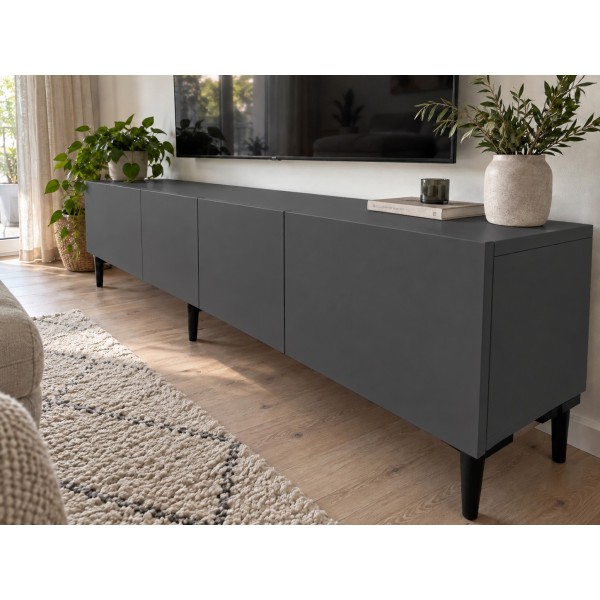 Pure Anthracite 200 CM Antrasit TV Ünitesi, MDF
