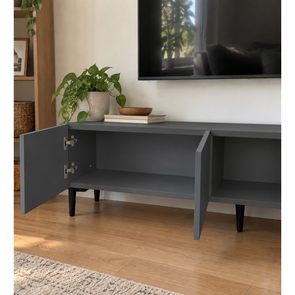 Pure Anthracite 200 CM Antrasit TV Ünitesi, MDF