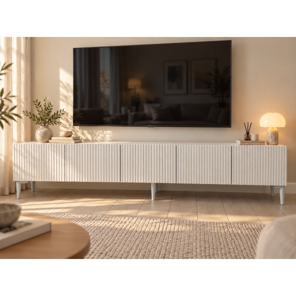 White Line Beyaz TV Ünitesi 200 CM, MDF