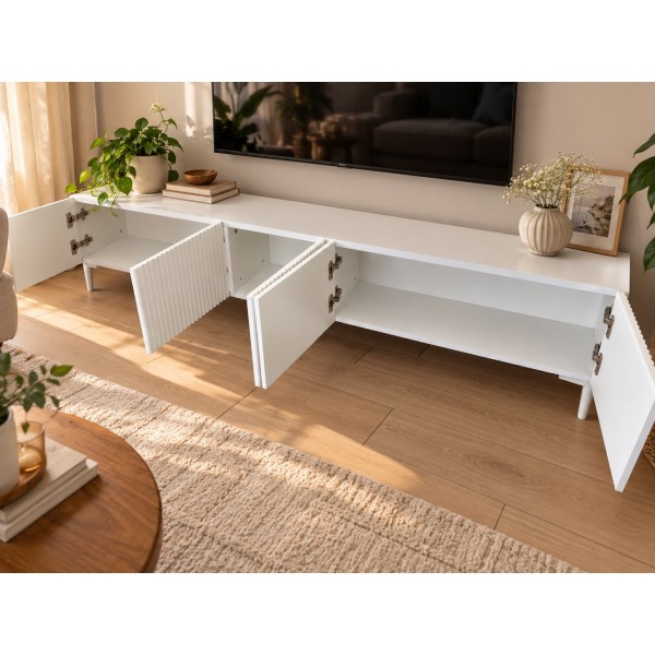 White Line Beyaz TV Ünitesi 200 CM, MDF