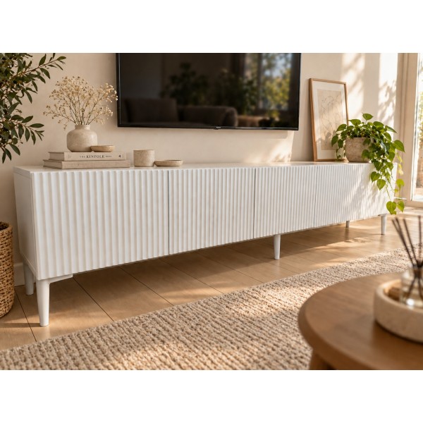 White Line Beyaz TV Ünitesi 200 CM, MDF