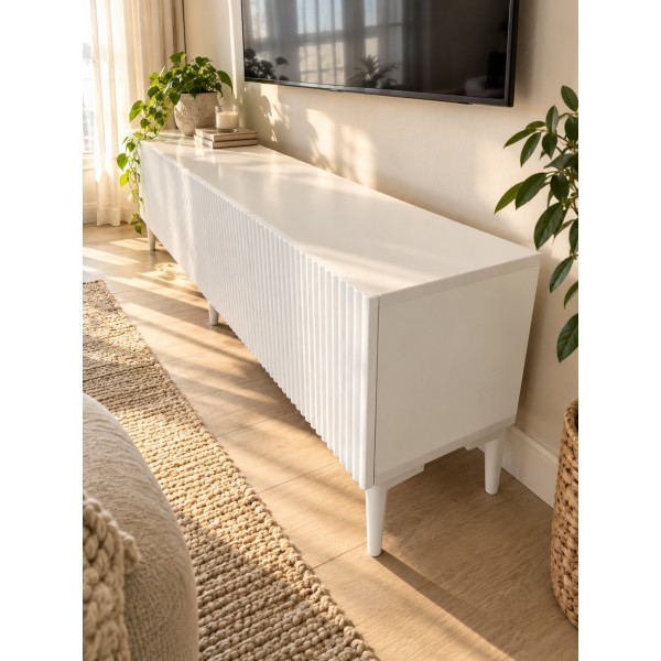 White Line Beyaz TV Ünitesi 200 CM, MDF