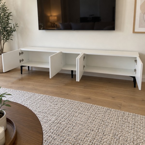 White Line Beyaz TV Ünitesi 200 CM, MDF