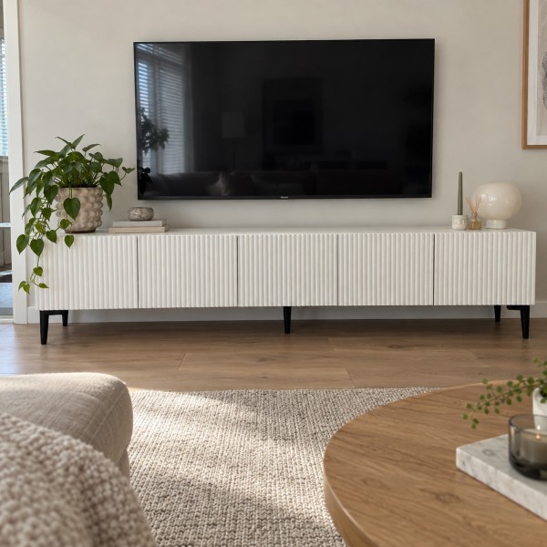 White Line Beyaz TV Ünitesi 200 CM, MDF