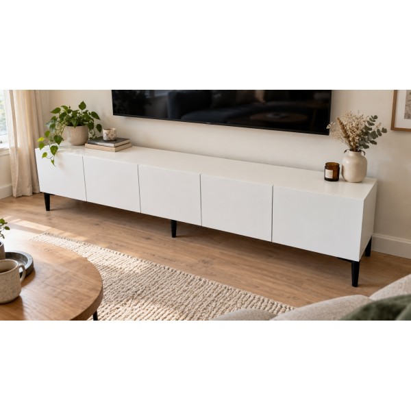 Pure White Beyaz TV Ünitesi 200 CM, MDF
