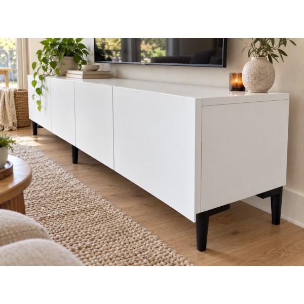 Pure White Beyaz TV Ünitesi 200 CM, MDF
