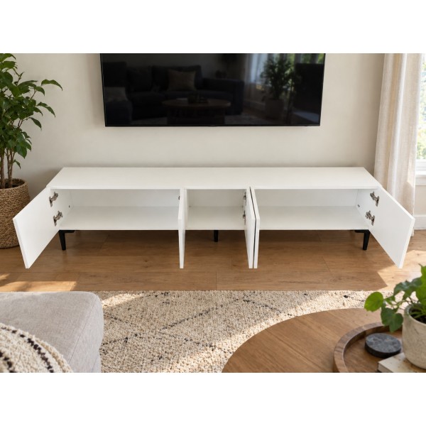 Pure White Beyaz TV Ünitesi 200 CM, MDF