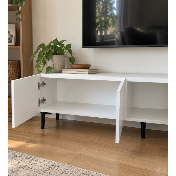 Pure White Beyaz TV Ünitesi 200 CM, MDF