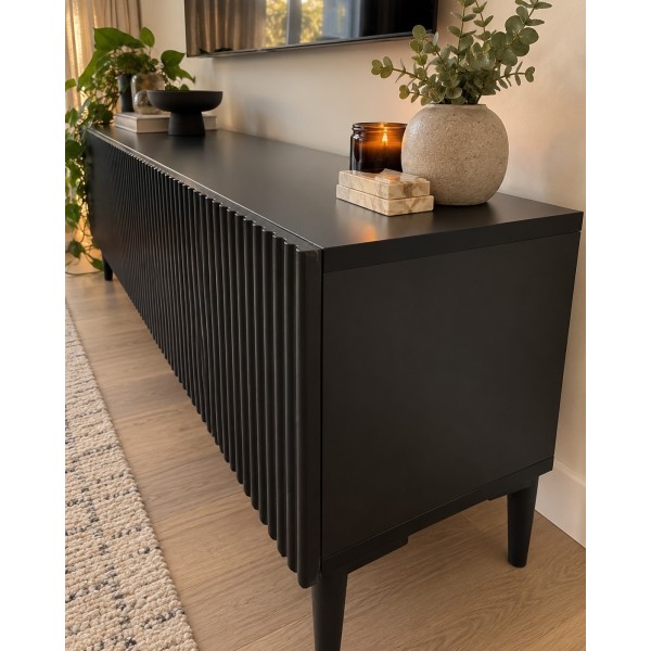 Black Line Siyah TV Ünitesi 200 CM, MDF
