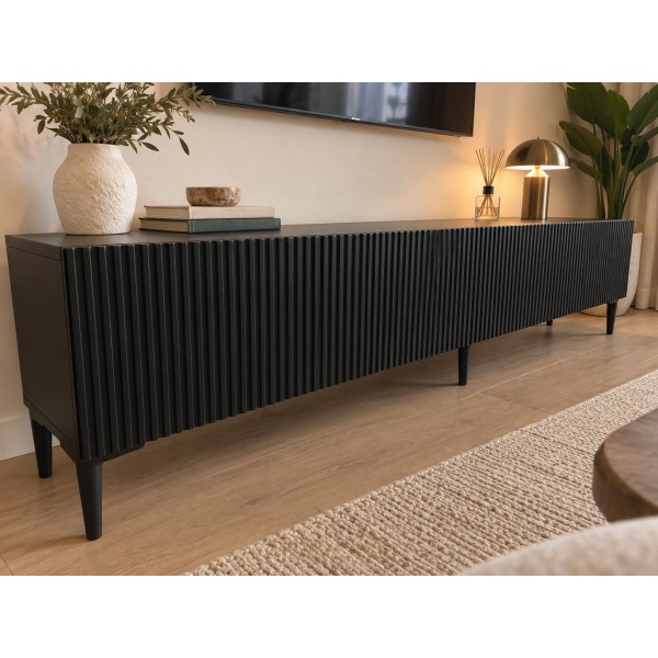 Black Line Siyah TV Ünitesi 200 CM, MDF