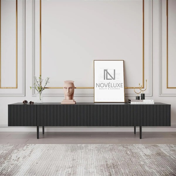 Black Line Siyah TV Ünitesi 200 CM, MDF