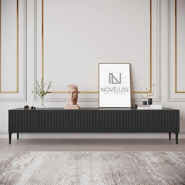Black Line Siyah TV Ünitesi 200 CM, MDF