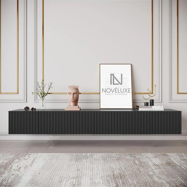 Black Line Siyah TV Ünitesi 200 CM, MDF